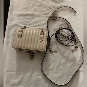 Coach Cream Quilted Crossbody Bag with Gold Chain